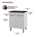 Ver imagem 3 de Balcão para Cooktop Jady 70cm 02 Portas com Tampo Recortado Branco - Desk Design