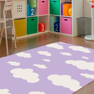 Tapete Quarto Céu Infantil Antiderrapante 1,00Mx1,40M Azul Casa Dona
