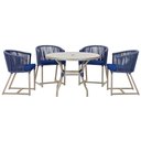 Ver imagem 1 de Mesa com 4 Cadeiras de Jantar Roma 100cm e Noronha em Aluminío Fendi Corda Nautica Estofado 10 Trama