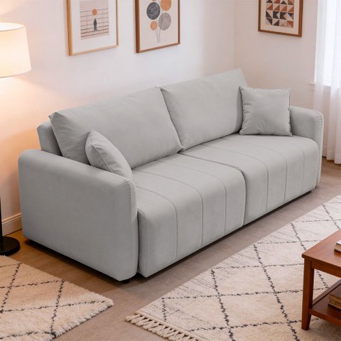 Sofá 3 Lugares Retrátil Reclinável 210cm Bering F04 Linho Impermeável Cinza - Lyam Decor