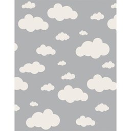 Tapete Infantil Estampa Nuvens Antiderrapante e Antialérgico 1,0 x 1,4 Metros Cinza Casa Dona - 1