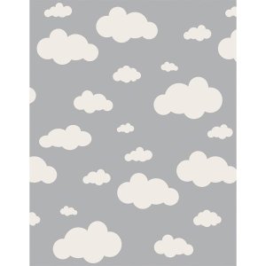 Tapete Infantil Estampa Nuvens Antiderrapante e Antialérgico 1,0 x 1,4 Metros Cinza Casa Dona