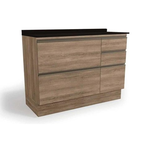 Balcão de Cozinha Modulado Maxxi G746 4 Gavetas e 1 Porta C/tampo 120cm Nogal/preto - Kappesberg