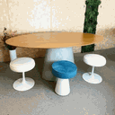 Ver imagem 3 de Mesa de Jantar Cone Oval 137x90 cm Tampo Freijó Base Cimento Personal Decor Mesa Cone Oval Cinza cla