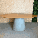 Ver imagem 2 de Mesa de Jantar Cone Oval 137x90 cm Tampo Freijó Base Cimento Personal Decor Mesa Cone Oval Cinza cla
