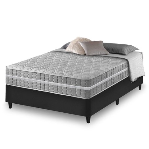 Cama Box Casal Preto + Colchão Molas Ensacadas Zidi Alabama 138x188x61cm