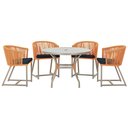 Ver imagem 1 de Mesa com 4 Cadeiras de Jantar Roma 100cm e Noronha em Aluminío Fendi Corda Nautica Estofado 12 Trama
