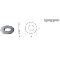 Kit 200 Arruela Lisa Zincada 1/2" - Mister - 2