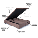 Ver imagem 4 de Cama Box Baú Casal Bipartido 138x188x42cm Suede com Pistão a Gás