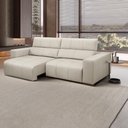Ver imagem 1 de Sofá Decorativo Barbosa 3 Lugares Sala de Estar 230cm Reclinável e Retrátil Couro Off White G88 - Gr