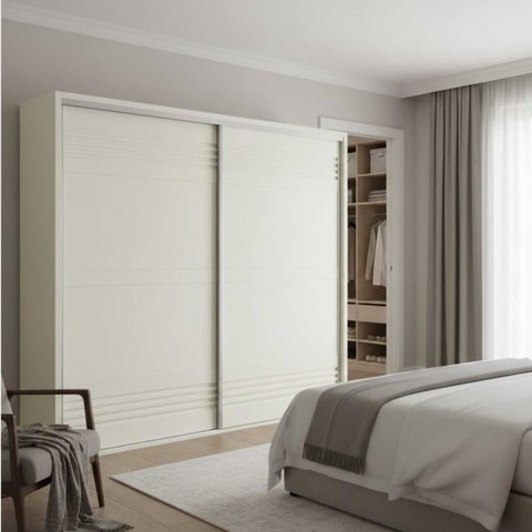 Guarda Roupa 100% Mdf Casal 2,67m com 2 Portas de Correr Tw603 Dalla Costa-off White