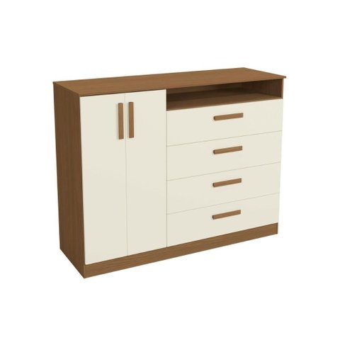 Cômoda Solteiro CMD001 2 Portas 4 Gav Canela/Off White - Kappesberg