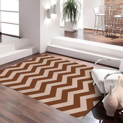 Tapete Chevrom Antiderrapante Sua Casa Moderna 100x140cm Marrom Casa Dona