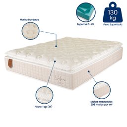 Colchão Casal Prorelax 138x188x30 Safira Molas Ensacadas Pillow Top Viscoelástico - Areia - 4