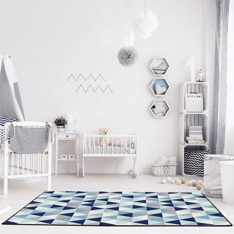 Tapete Antiderrapante Mosaico Casa Moderna 140x200cm Azul Casa Dona