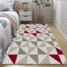 Tapete Sala Standard Geométrico Triângulos Antiderrapante 100x140cm Cinza e Vinho Casa Dona - 4