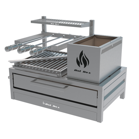 Parrilla para Bancada 74x45 com Grelha Argentina + 3 Espetos