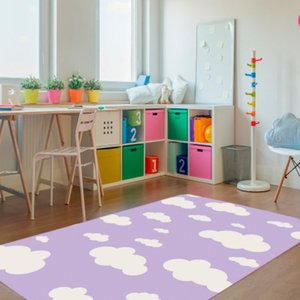 Tapete para Quarto Céu Infantil Antiderrapante 1,00Mx1,40M Lilás Casa Dona