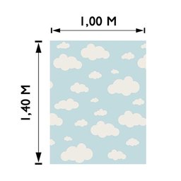 Tapete para Quarto Céu Infantil Antiderrapante 1,00Mx1,40M Azul Casa Dona - 3