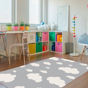 Tapete para Quarto Céu Infantil Antiderrapante 1,00Mx1,40M Cinza Casa Dona
