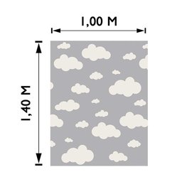 Tapete para Quarto Céu Infantil Antiderrapante 1,00Mx1,40M Cinza Casa Dona - 3