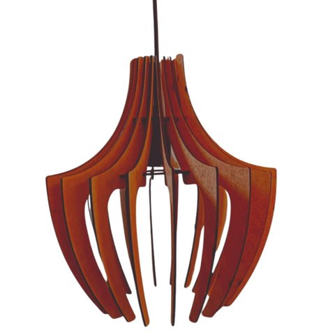 Luminária Teto tipo Pendente ARANHA MDF - Completa - Cor: Marrom