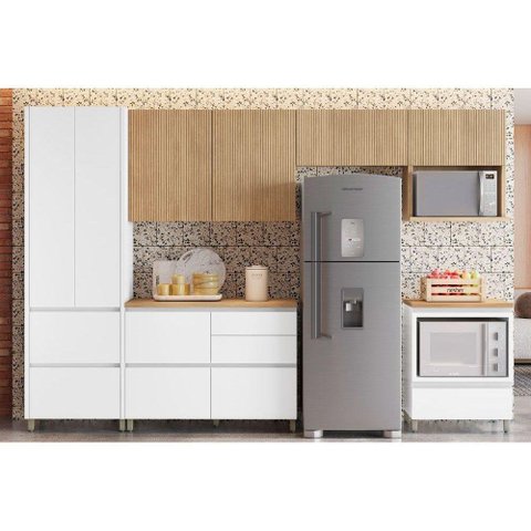 Cozinha Completa Rainha Gourmet 6 Peças (3aéreos+2balcões+1paneleiro) C6p01 Branca/nature -