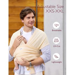 Momcozy Sling para Bebê Airmesh Bege, Leve e Ergonômico, 8-35 Lbs - 4