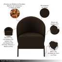 Ver imagem 3 de Poltrona Decorativa Sala de Estar Kenya Pés em Ferro Veludo Preto/marrom G33 - Gran Belo