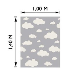 Tapete Infantil Estampa Nuvens Antiderrapante e Antialérgico 1,0 x 1,4 Metros Cinza Casa Dona - 4