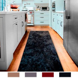 Tapete Passadeira Felpudo Macio e Fofinho Preto Universal para Cozinha, Sala e Corredor Casa Dona