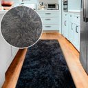 Ver imagem 2 de Tapete Passadeira Felpudo Macio e Fofinho Preto Universal para Cozinha, Sala e Corredor Casa Dona