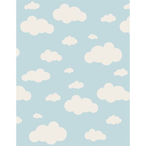 Tapete Infantil Estampa Nuvens Antiderrapante e Antialérgico 1,0 x 1,4 Metros Azul Casa Dona