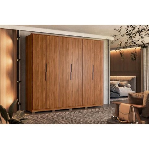 Guarda Roupa 6 Portas e 6 Gavetas C- Pés Atrice Nogueira - Demóbile