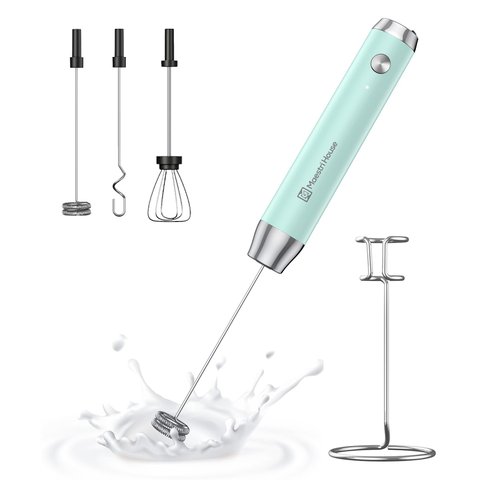 Maestri House Espumador de Leite Portátil com 3 Batedores e Suporte (azul)