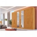 Ver imagem 3 de Guarda-roupa Casal com Espelho 6 Portas 6 Gavetas Móveis Europa Ripado Potente Peroba