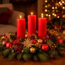 Ver imagem 4 de Velas Vermelha Decoração Natal Arranjo Centro Mesa Kit 12PÇS