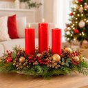 Ver imagem 2 de Velas Vermelha Decoração Natal Arranjo Centro Mesa Kit 12PÇS