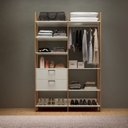 Ver imagem 1 de Guarda Roupa Closet Industrial Modulado 2 Peças 145,4cm 100% MDF Branco/Freijó/Off White