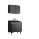 Ver imagem 4 de Kit Balcão Cooktop e Armário Aéreo Ellen 4 Portas Preto Maderatto Móveis