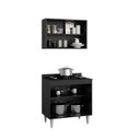 Ver imagem 3 de Kit Balcão Cooktop e Armário Aéreo Ellen 4 Portas Preto Maderatto Móveis