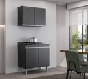 Ver imagem 1 de Kit Balcão Cooktop e Armário Aéreo Ellen 4 Portas Preto Maderatto Móveis