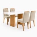 Ver imagem 2 de Conjunto Sala de Jantar 4 Lugares Retangular Tampo Vidro MDF 120x80cm Mesa Isla e Cadeiras Carol