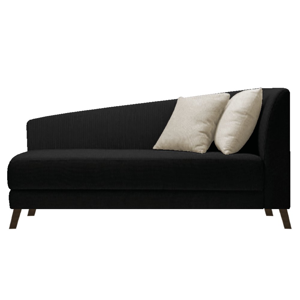 Recamier Heitor 160cm com Almofada Lado Esquerdo Suede - ADJ Decor - Preto/Bege