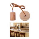 Ver imagem 3 de 2 Pendentes Rústicos 1m em Madeira Cilindro Fio em Tecido Ajustável E27 Bivolt para Teto