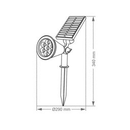 Espeto Solar Sunshine Taschibra Led 3w Es1 Preto 6500k - 2