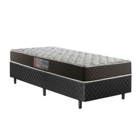 Cama Box Solteiro Colchão Mola Ensacada Belos Sonhos + Box Poliéster 60x88x188:preto