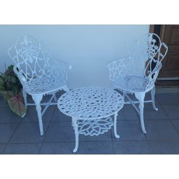 Conjunto de Mesa para Jardim Floral com 2 Poltronas e Mesa Baixa em Alumínio Fundido Unifer Móveis - 2