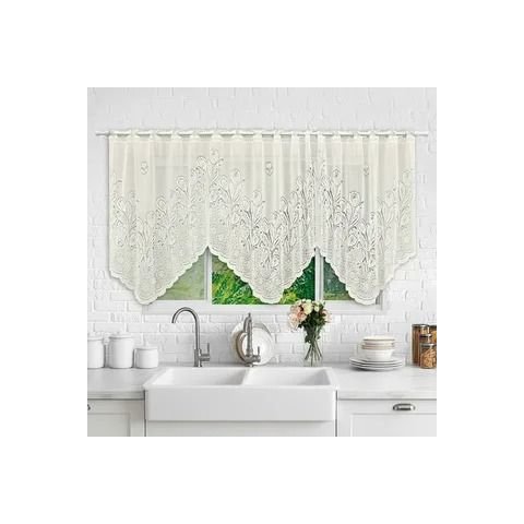 Cortina Bando Renda Cascata Cozinha Tulipa 2,65x1,00 Sortida:Bege