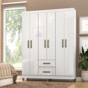 Ver imagem 2 de Guarda Roupa Casal 6 Portas 2 Gavetas Coimbra 140cm Rp1620 Cor Branco - Fellicci Móveis